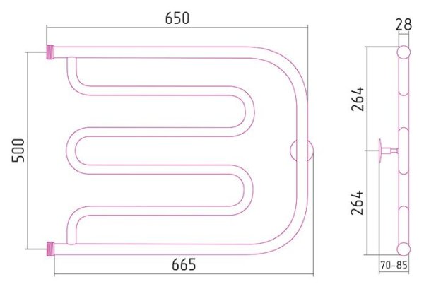 Полотенцесушитель водяной Стилье Тандем 50х65
