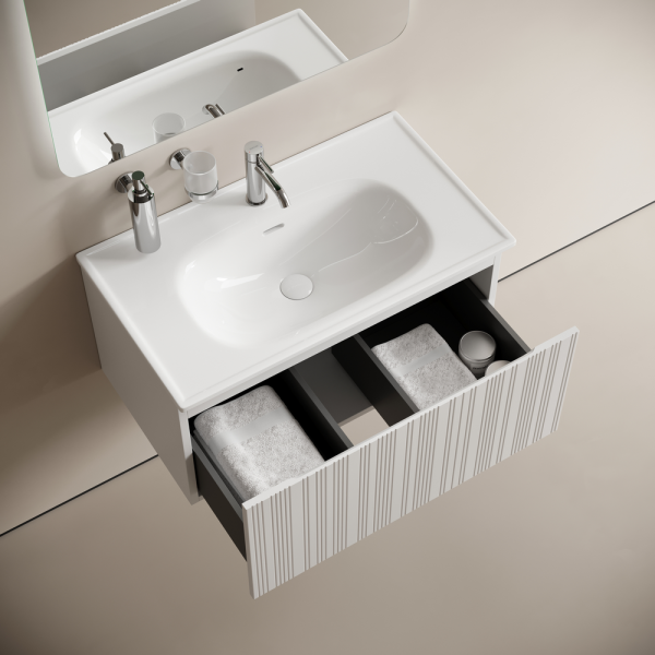 Тумба подвесная SANCOS Code 785х453х400, c одним  ящиком оснащенным доводчиками, цвет белый ,  CD80W