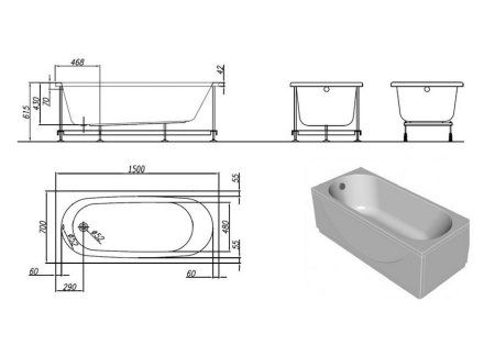 Акриловая ванна Kolpa San Tamia 150х70
