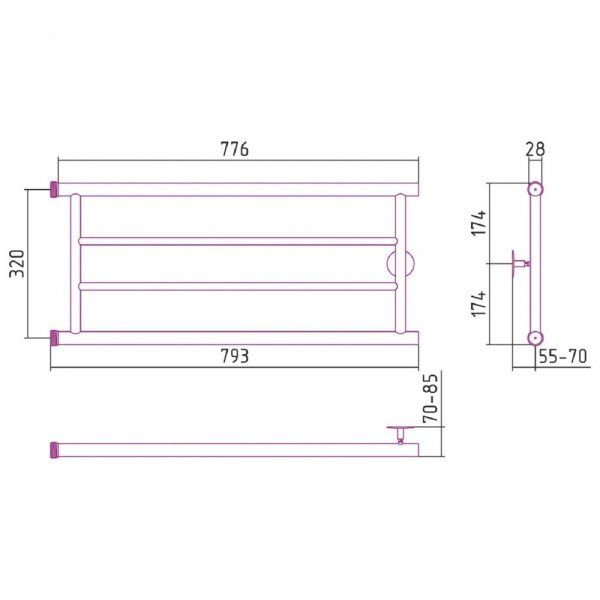Полотенцесушитель водяной Стилье Минор 0600 32х80 хром