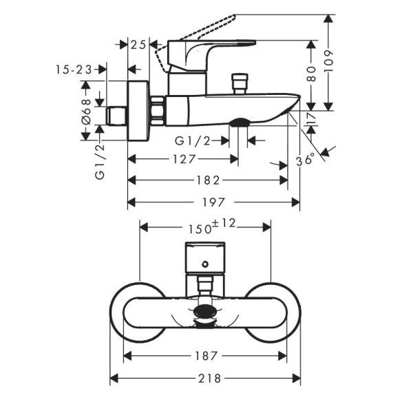 Смеситель Hansgrohe Rebris E 72450670 для душа, черный матовый