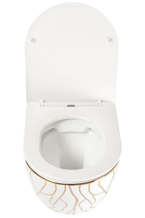 Подвесной унитаз REA CARLOS FLAT WAVE GOLD белый REA-C8767