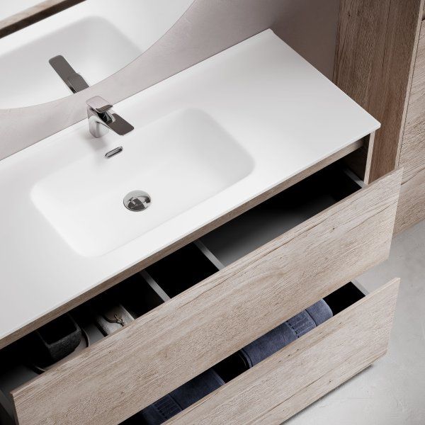 Тумба под раковину SANCOS Libra Floor напольная, 1190х450х840, c двумя ящиками оснащенными доводчиками, дуб галифакс натуральный,  LB120F-1EG