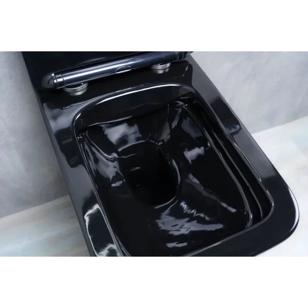 Унитаз подвесной GID Tr2144BL безободковый, с сиденьем микролифт, черный глянец