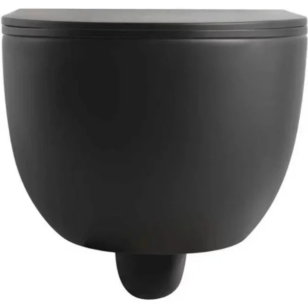 Унитаз подвесной Veconi Rino VRI-49TB безободковый, торнадо, с сиденьем микролифт, черный матовый