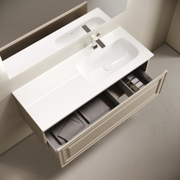 Тумба подвесная SANCOS Very  правая 1195х445х406, c одним  ящиком оснащенным доводчиками, Beige Soft , VR120RCE