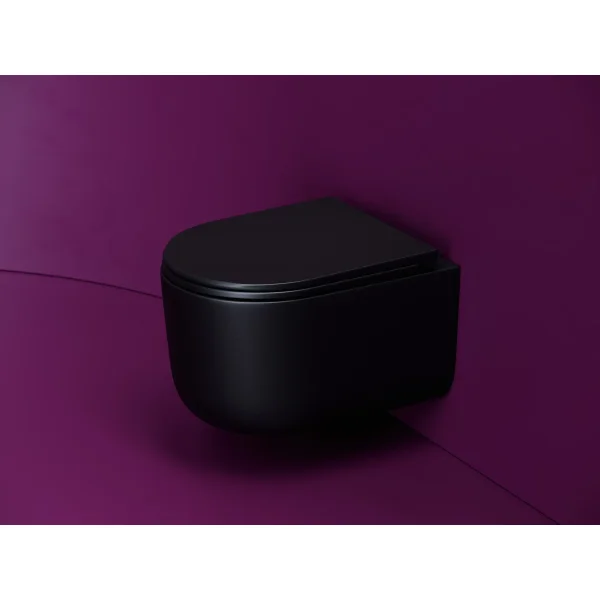 Унитаз подвесной Ceramica Nova Ulma CN4006TMB безободковый, торнадо, с сиденьем микролифт, черный матовый