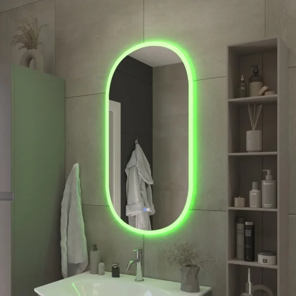 Зеркало Cezares CZR-SPC-ELS-500-950-RGB-TCH 50x95 см, с разноцветной подсветкой, сенсорным выключателем, диммером