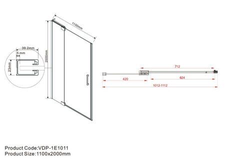Душевая дверь Vincea Extra VDP-1E1011CL 100x200 прозрачное/хром