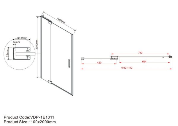 Душевая дверь Vincea Extra VDP-1E1011CLB 100x200 прозрачное/черный
