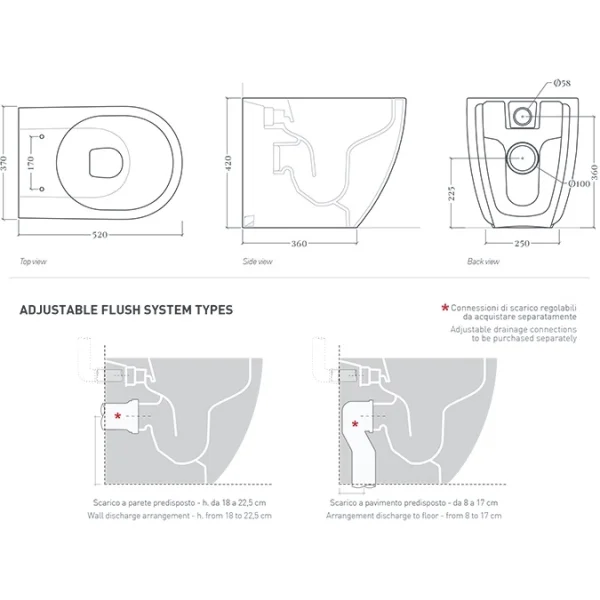 Унитаз приставной Artceram File 2.0 FLV007 17 00 безободковый, торнадо, черный матовый