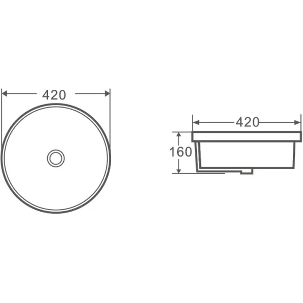 Раковина D&K Matrix DT1391816 42x42 см, встраиваемая снизу, белый