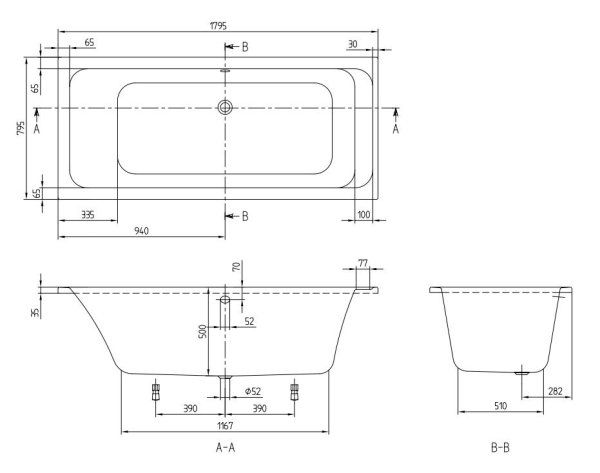 Ванна акриловая Villeroy & Boch Architectura UBA180ARA2V-01+U99740000 180х80 белая, с ножками