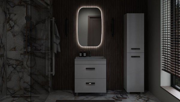 Пенал напольный Velvex  Orlando 190, белый матовый (pn.ORL.40 белый матовый)