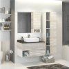 Тумба-умывальник COMFORTY Comforty Прага-90 дуб белый со светло-серой столешницей с раковиной Comforty T-Y9378
