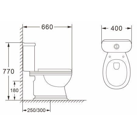 Унитаз напольный AZARIO BENTY 660х400х770 в комплекте с сиденьем дюропласт микролифт (AZ-237)