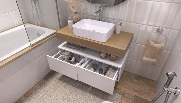 Тумба Velvex подвесная Unit 50, выс. 27, выдв. ящик, белый матовый (tp.UNI.50.1Y белый матовый)