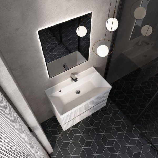 Тумба под умывальник подвесная AQUAme "S1" AQM900180WH  80 см., цвет белый глянец.