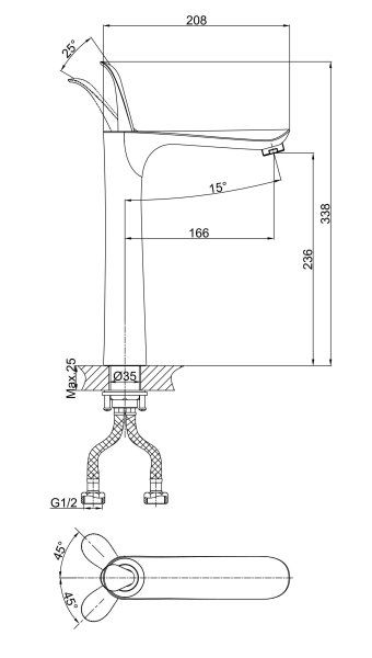 Смеситель для раковины высокий DK Venice Baciano (DA1032041)
