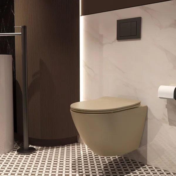 Унитаз подвесной Vincea Globo VT1-14STMC безободковый, торнадо, с сиденьем микролифт, капучино матовый