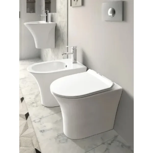 Унитаз приставной Ceruttispa Bernina F CT7842 безободковый, с сиденьем микролифт, белый