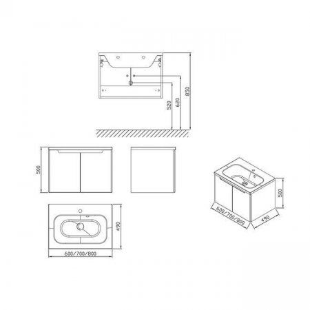 Мебель для ванной Ravak Classic SDD 800 X000001095 L подвесная, латте/белая