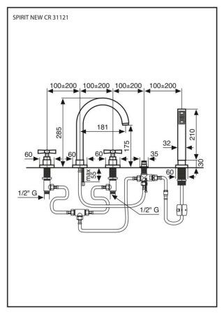 Смеситель Emmevi Spirit New 31121/CR для ванны, хром