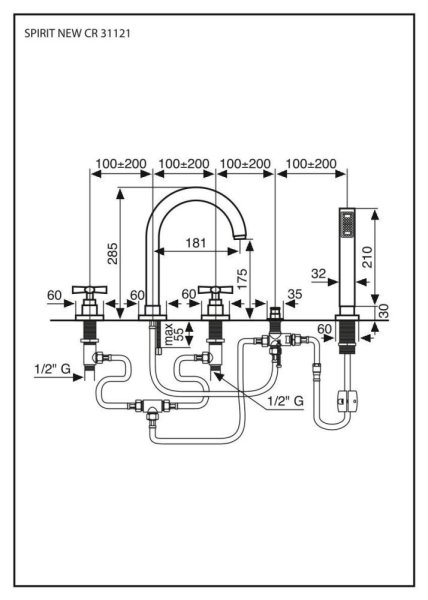 Смеситель Emmevi Spirit New 31121/CR для ванны, хром