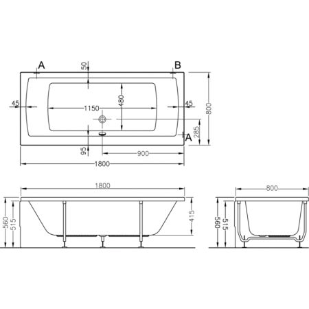 Ванна акриловая VitrA Neon 52540001000 180x80
