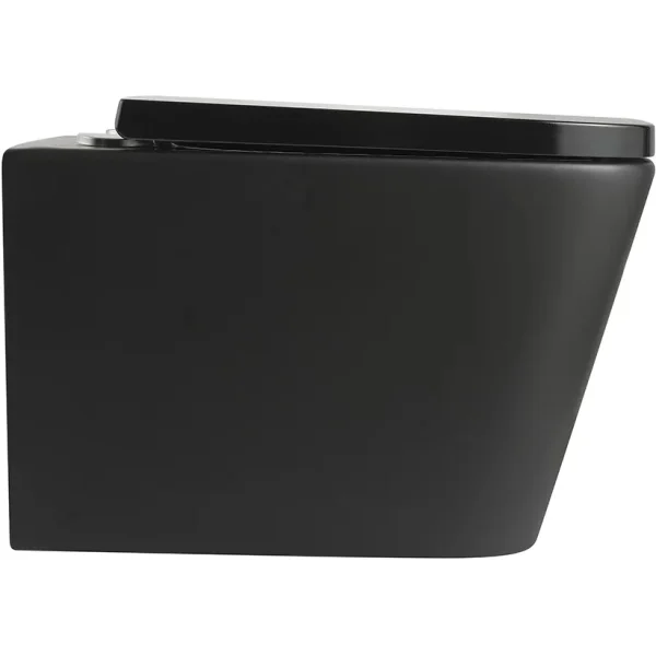 Унитаз подвесной Veconi Pulo VPU-51TB безободковый, торнадо, с сиденьем микролифт, черный матовый