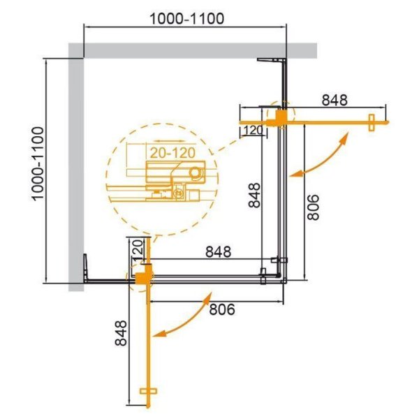 Душевой уголок Cezares Slider SLIDER-A-2-100/110-C-Cr