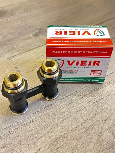 Узел нижнего подключения радиатора прямой с адаптерами 1/2" x 3/4" Vieir VR308-C