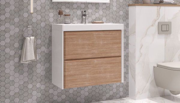 Тумба подвесная Velvex Gesso 70.2Y, белый/дуб сонома (tp.GES.9696.70.2Y белый матовый/дуб сонома)