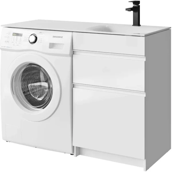 Тумба под раковину Aqwella Duet DU01052N 53,5 см, напольная, над стиральной машиной, белый глянец