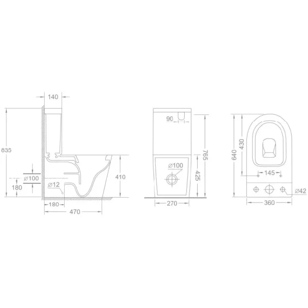 Унитаз-компакт Veconi Telle VTE-64T безободковый, торнадо, с сиденьем микролифт, белый