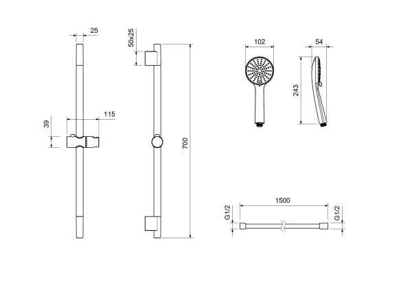 Комплект смесителей Aquatek AQ1831MB НИКА SET 3 в 1, черный