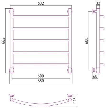 Полотенцесушитель водяной Сунержа Галант+ 05-0200-6060 600x600 состаренная бронза