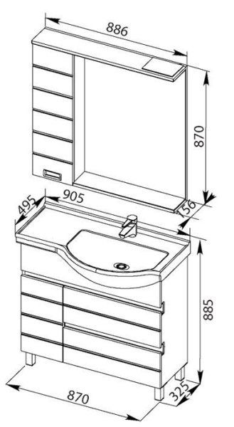 Тумба под раковину Aquanet Доминика 00181970 90 R белая