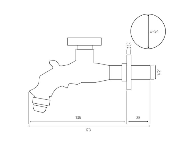 Сливной кран длинный Bronze de luxe (насадка-рассекатель) (21601)
