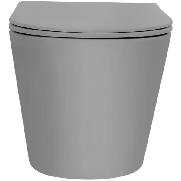 Унитаз подвесной Abber Bequem AC1102TMG безободковый, торнадо, с сиденьем микролифт, серый матовый