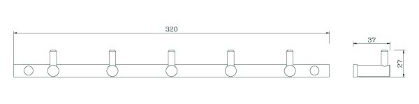 Планка настенная узкая 5 крючков RUSH Bianki (BI76252)