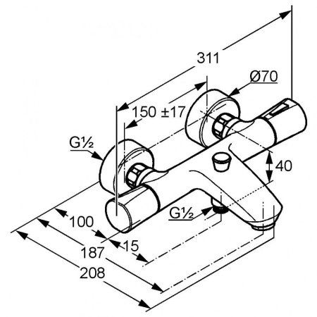 Термостат Kludi Zenta 351010538 для ванны с душем, хром