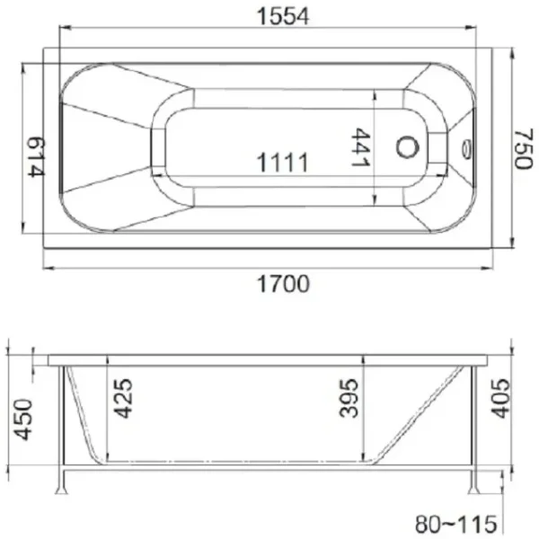 Акриловая ванна Jacob Delafon Trocadero E6D354RU-00 170x75 см, белый