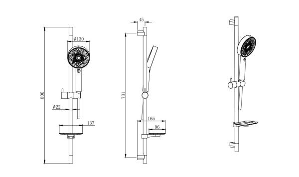 AQ2031BGM ВЕГА душевой гарнитур 3jet 73см Aquatek, оружейная сталь