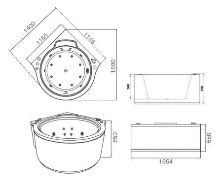Акриловая ванна Gemy G9251 K с гидромассажем