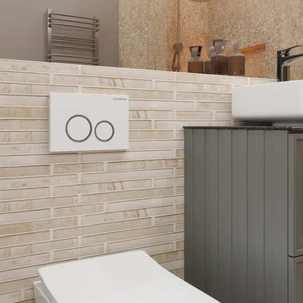 Кнопка смыва Charus Spazio FP.330.12.01 для инсталляции, белый матовый/хром/белый матовый