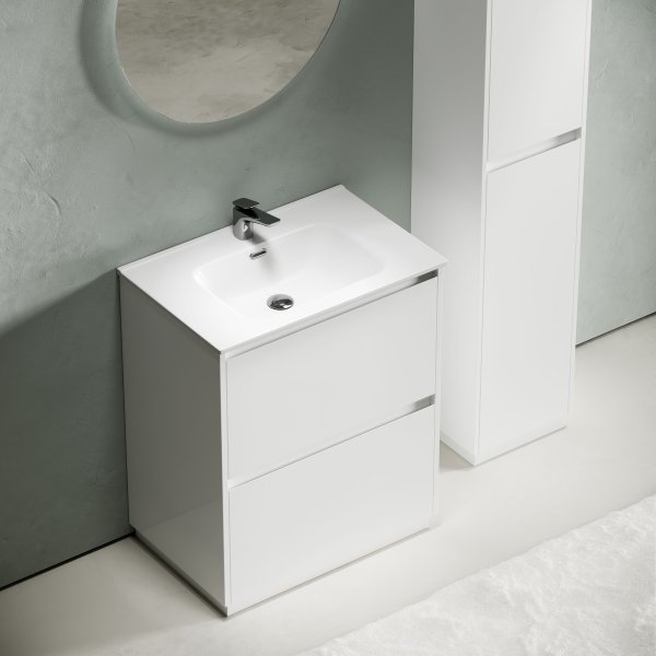 Тумба под раковину SANCOS Libra Floor напольная, 690х450х840, c двумя ящиками оснащенными доводчиками, белый глянец ,  LB70FW