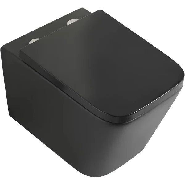 Унитаз подвесной Veconi Pulo VPU-51TB безободковый, торнадо, с сиденьем микролифт, черный матовый