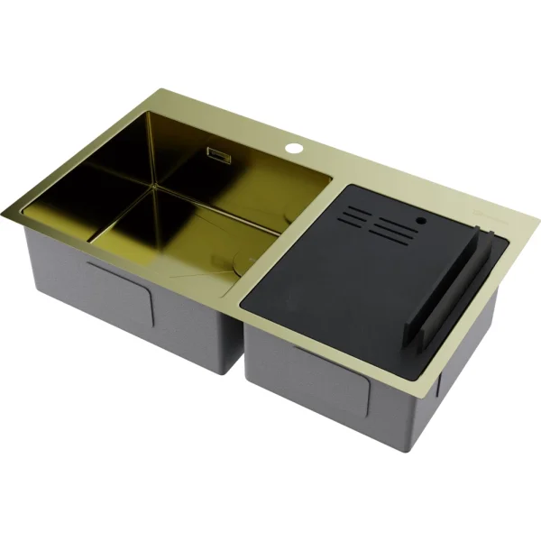 Кухонная мойка Omoikiri Akisame 86-2 Side-LG 4997048 86x51 см, светлое золото