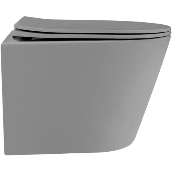 Унитаз подвесной Abber Bequem AC1102TMG безободковый, торнадо, с сиденьем микролифт, серый матовый